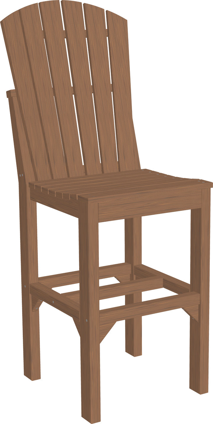 Detailed view of the Adirondack Outdoor Bar Chair showing high back and sturdy poly lumber construction.