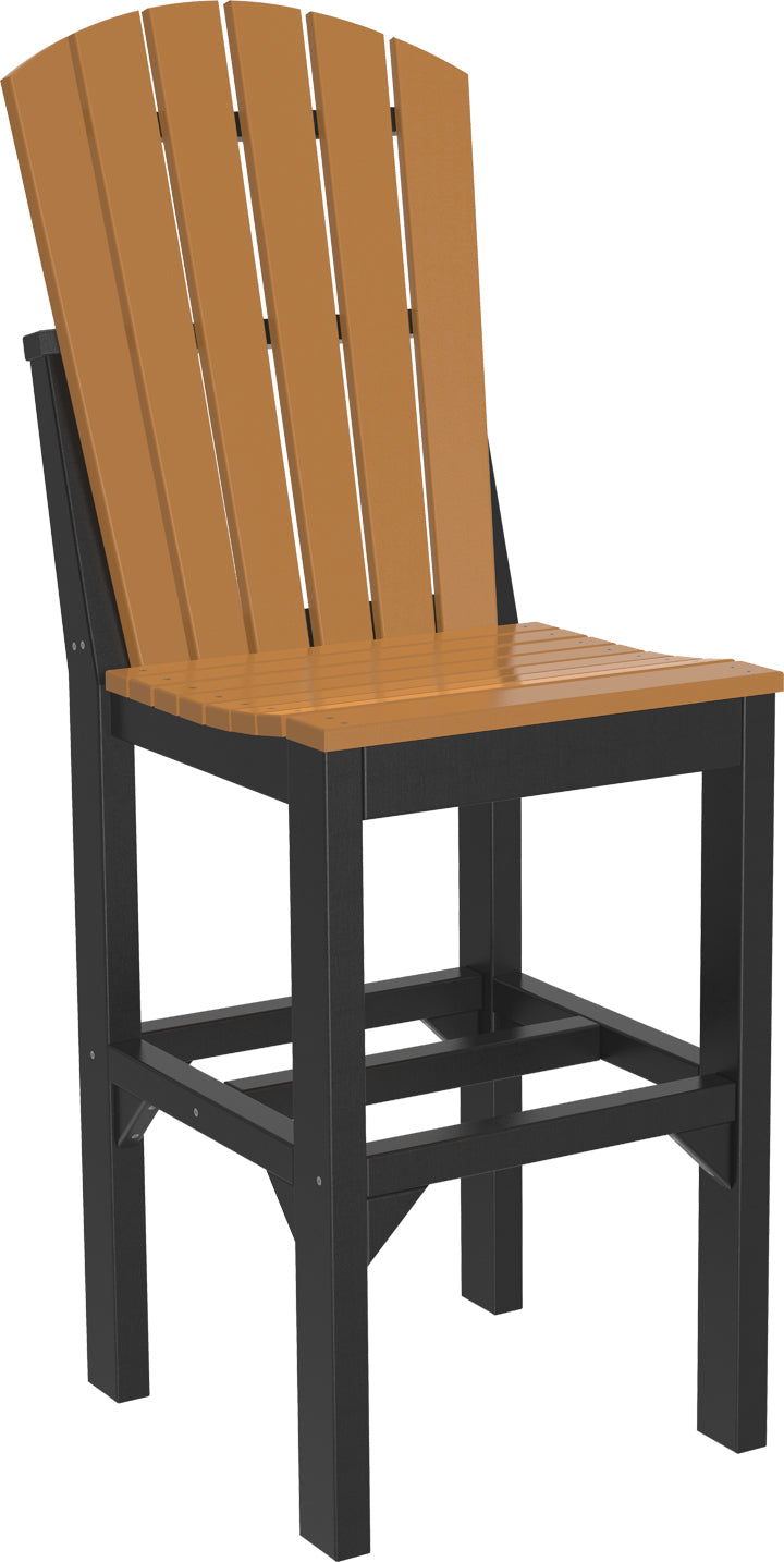 Rustic Cedar & Black LuxCraft Adirondack Bar Chair, ideal for a garden setting.