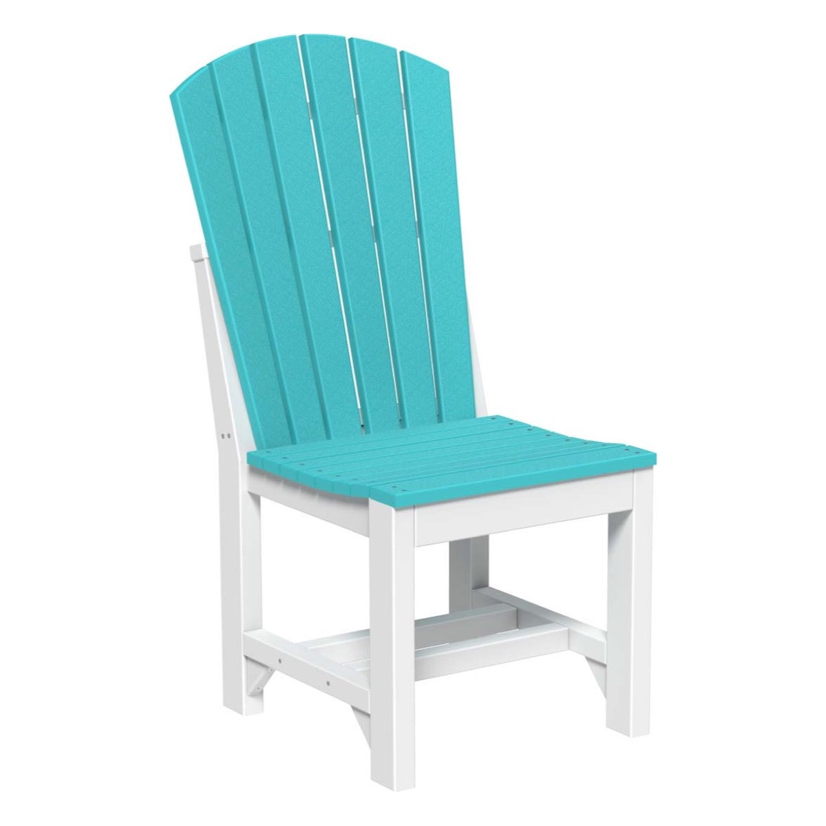 Vibrant Aruba Blue & White Adirondack Chair, adding a pop of color to outdoor decor.