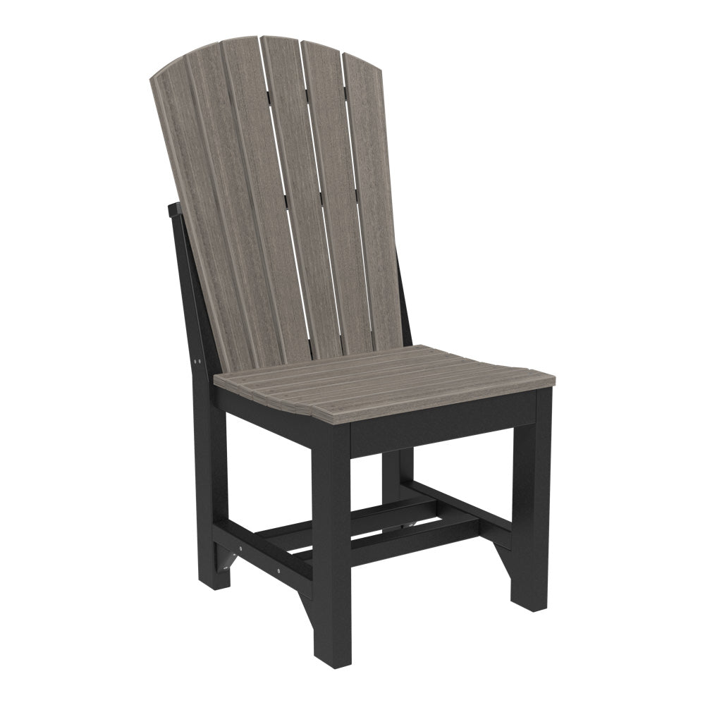 Coastal Gray & Black Adirondack outdoor wood dining chair, featuring a chic and timeless design for sophisticated outdoor lounging areas.