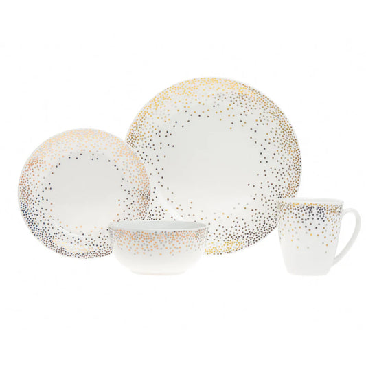 Elegant Alora Glam porcelain mugs with gold, silver, and copper accents.