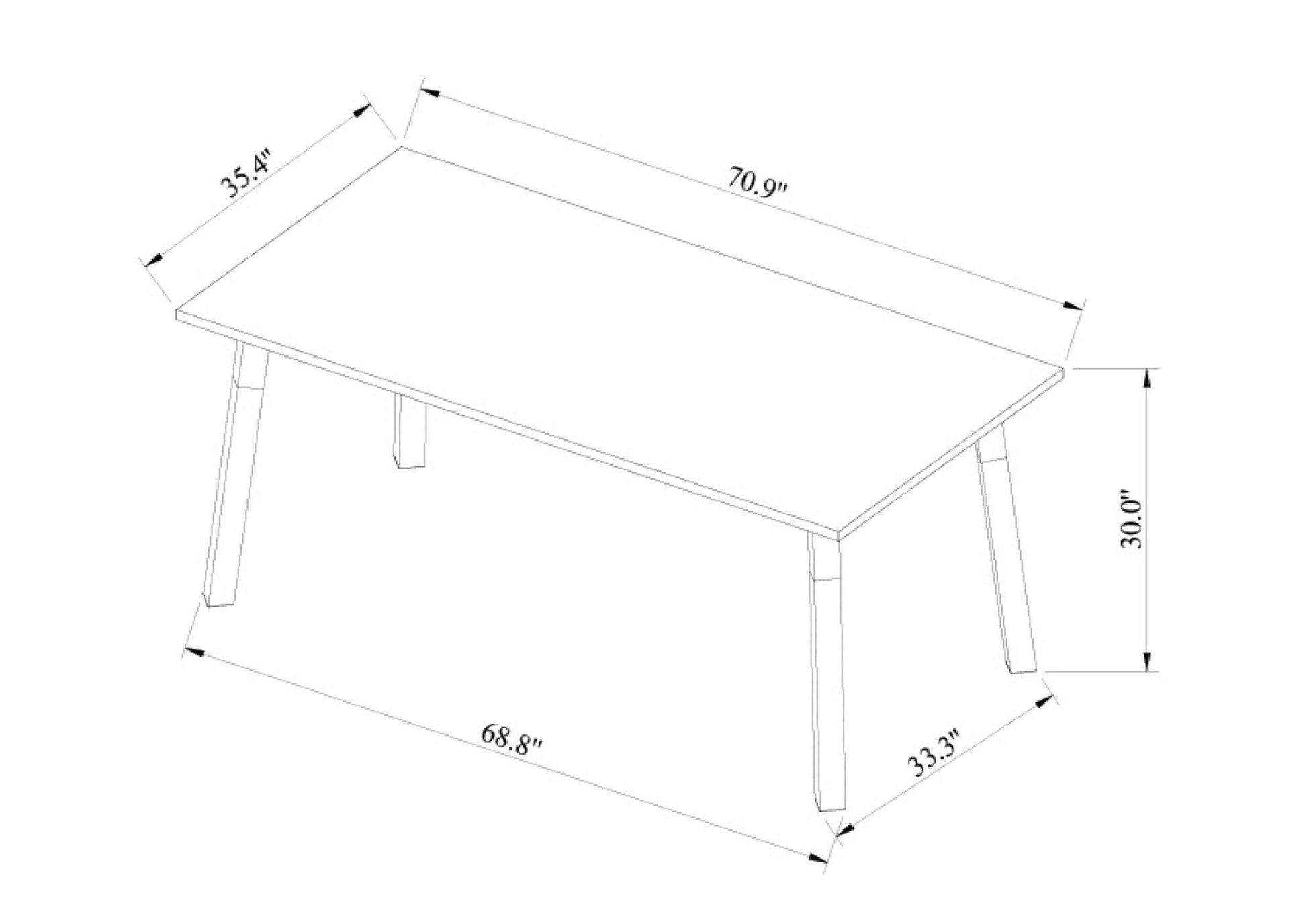 Detailed dimensions diagram of the Billings Dining Table by Surya showing height, width, and depth.