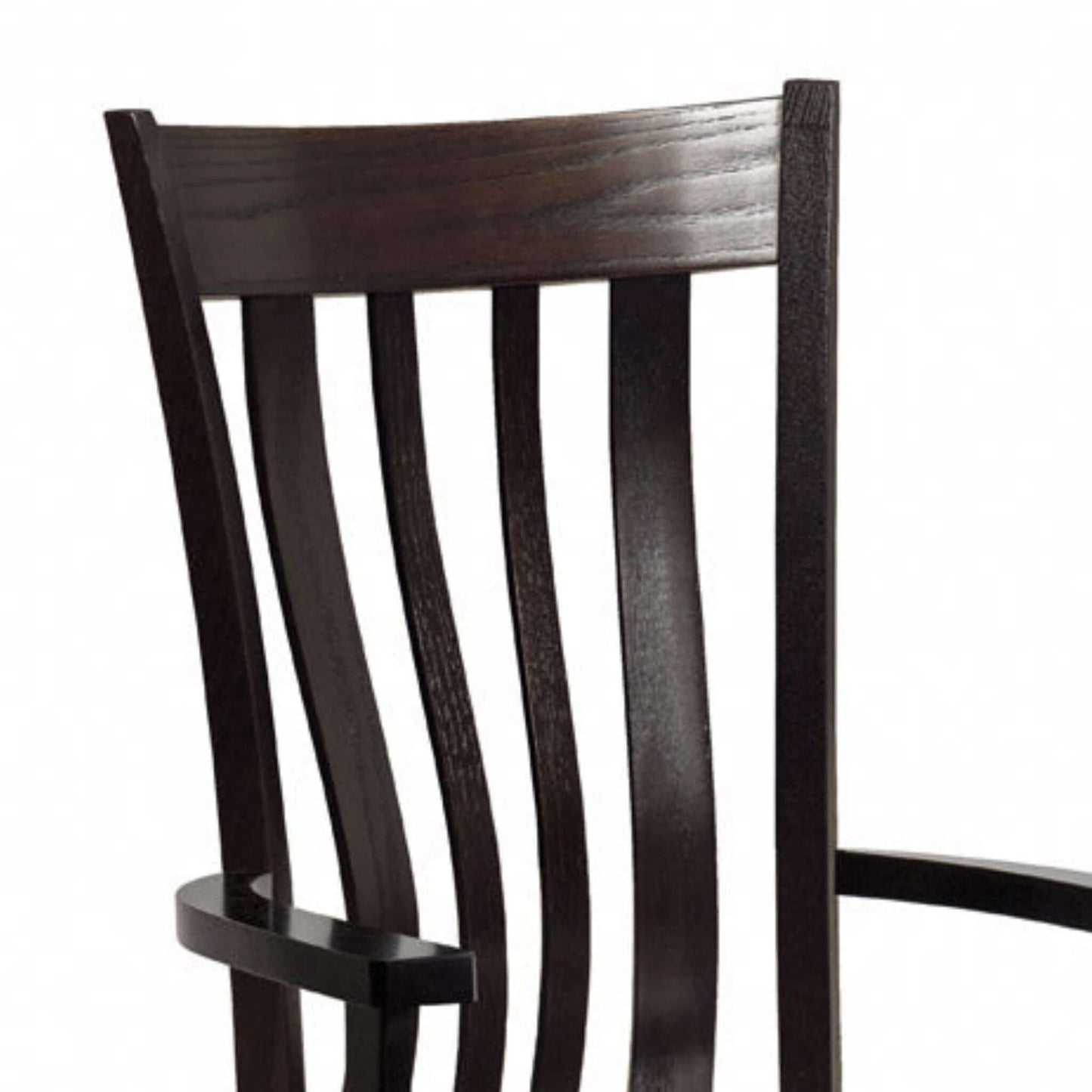 Bristol Amish Dining Room Arm Chair with elegant curved backrest and dark ebony finish.