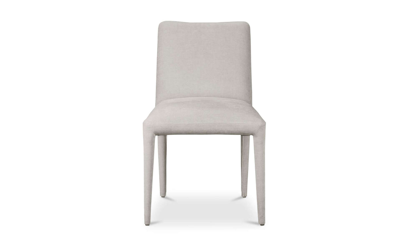 Front view of Calla Light Grey Dining Chairs showing full upholstery, by Moe's Home Collection.