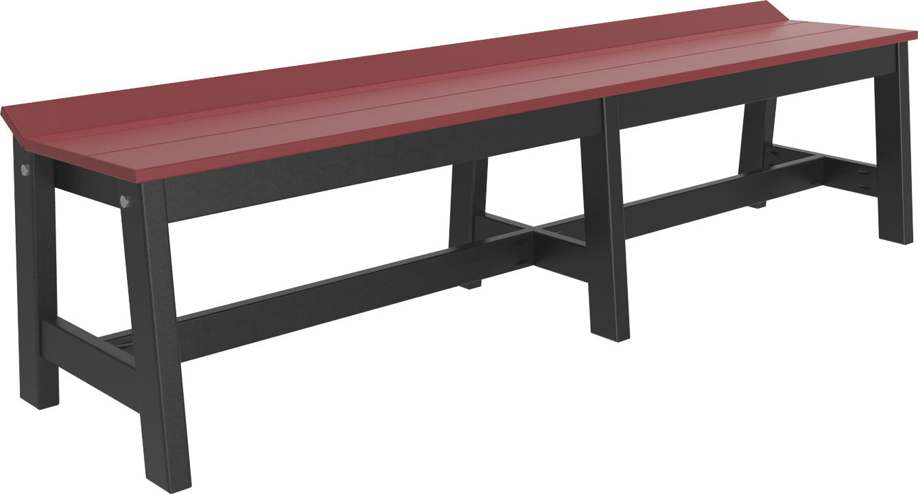 LuxCraft 72-inch Cafe Dining Bench in a striking Cherrywood and Black color combination, set against a white backdrop, perfect for modern spaces.