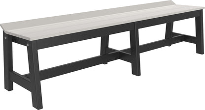 LuxCraft 72-inch Cafe Dining Bench in Dove Gray and Black, showcasing its sleek, contemporary design in a all white backdrop