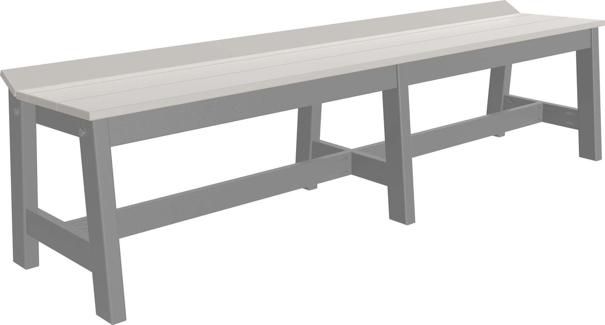 Detailed view of the LuxCraft 72-inch Cafe Dining Bench in Dove Gray and Slate colors, highlighting its elegant design and robust construction.