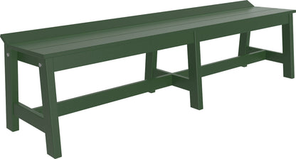 Bright Green LuxCraft 72-inch Cafe Dining Bench, shown on a white background, emphasizing its vibrant color and sturdy outdoor construction.