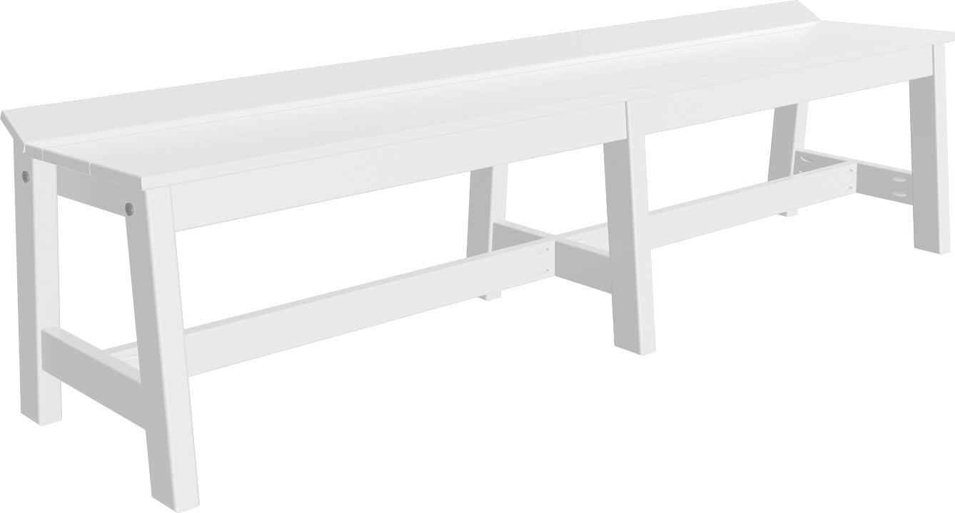 Pure White LuxCraft 72-inch Cafe Dining Bench, photographed on a white background, projecting a clean and minimalist aesthetic.