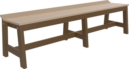 LuxCraft 72-inch Cafe Dining Bench in Weatherwood and Chestnut Brown, presented on a white background, perfect for enhancing any outdoor dining space.