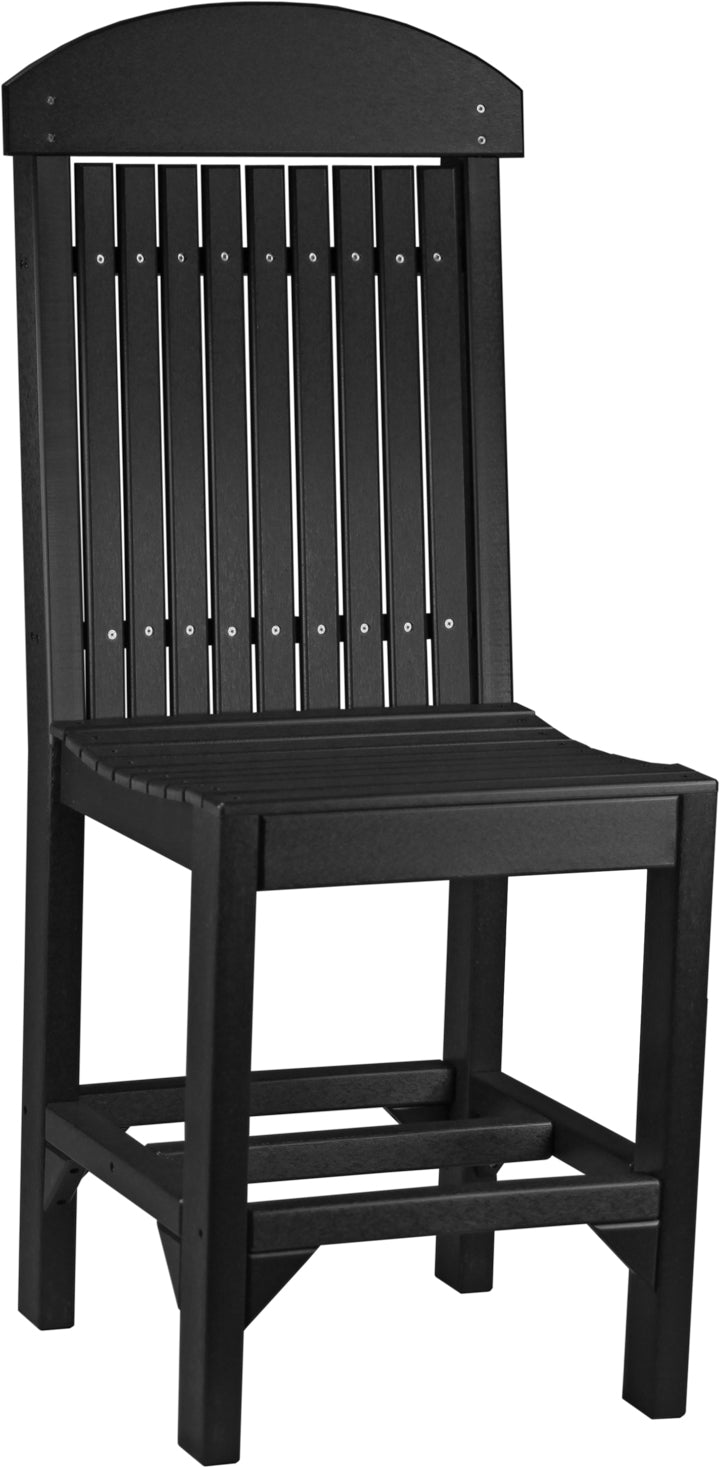 Weather-resistant outdoor chair in Black, designed with high-density poly lumber and stainless steel fasteners for durable patio seating.