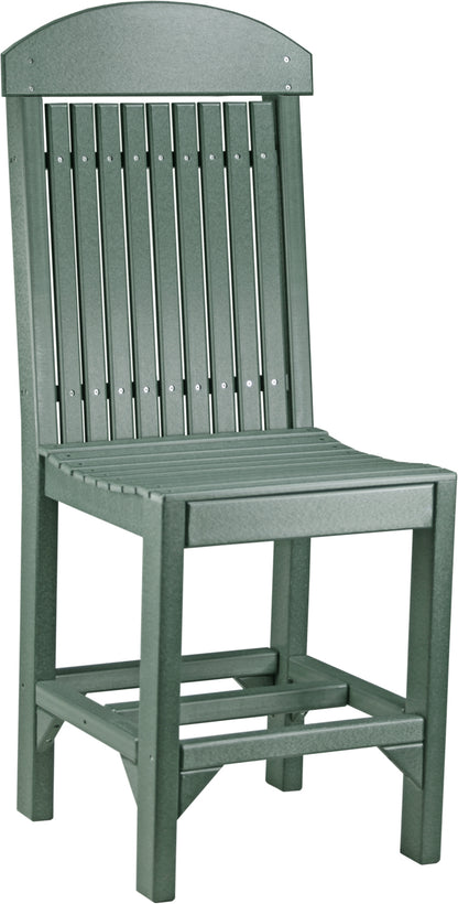 Outdoor patio chair in Green, made from high-density poly lumber with stainless steel fasteners, designed for stylish and long-lasting garden seating.