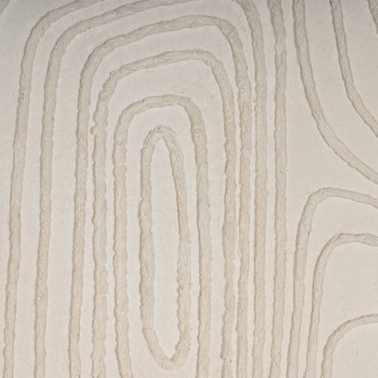 Detailed view of textured, topography-inspired patterns on the canvas.