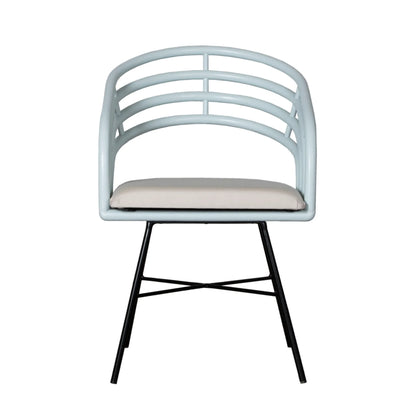 Front view of white Madrid Dining Chair with white cushion by David Francis.