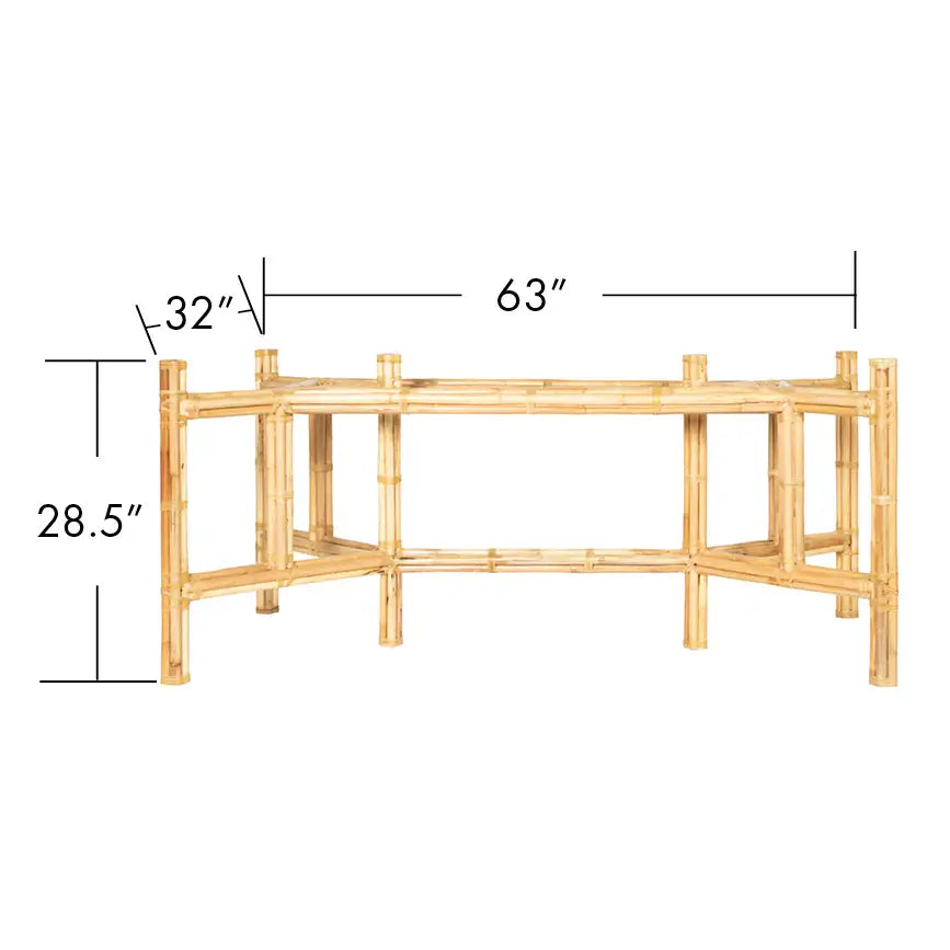 Dimensions of DAVID FRANCIS Medium Rectangular Table Base in natural finish.