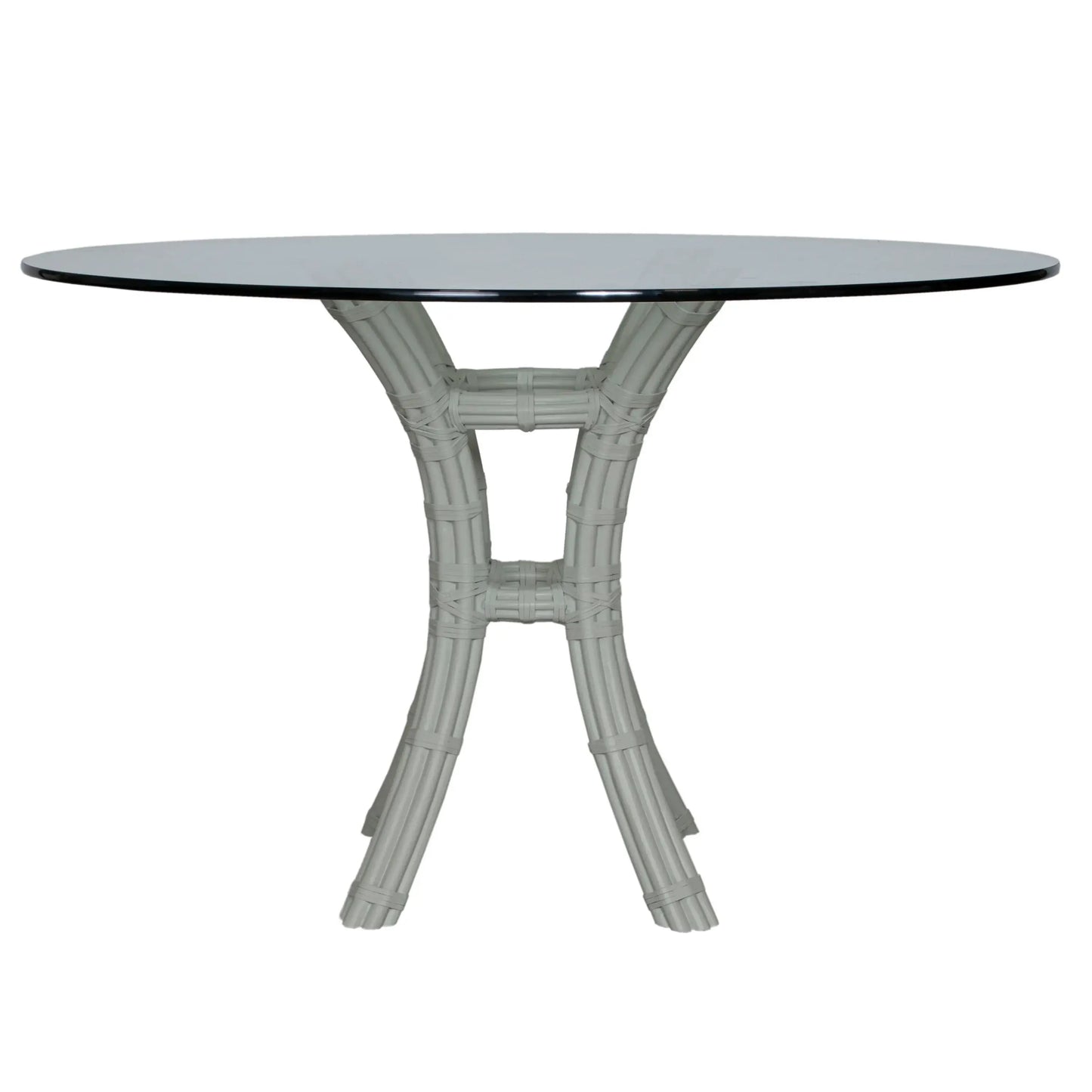 David Francis Small Round Table Base with a round glass top, perfect for small dining areas