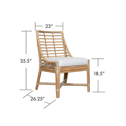  Dimension image of the Luna Dining Chair by David Francis with measurements for height, width, and depth.