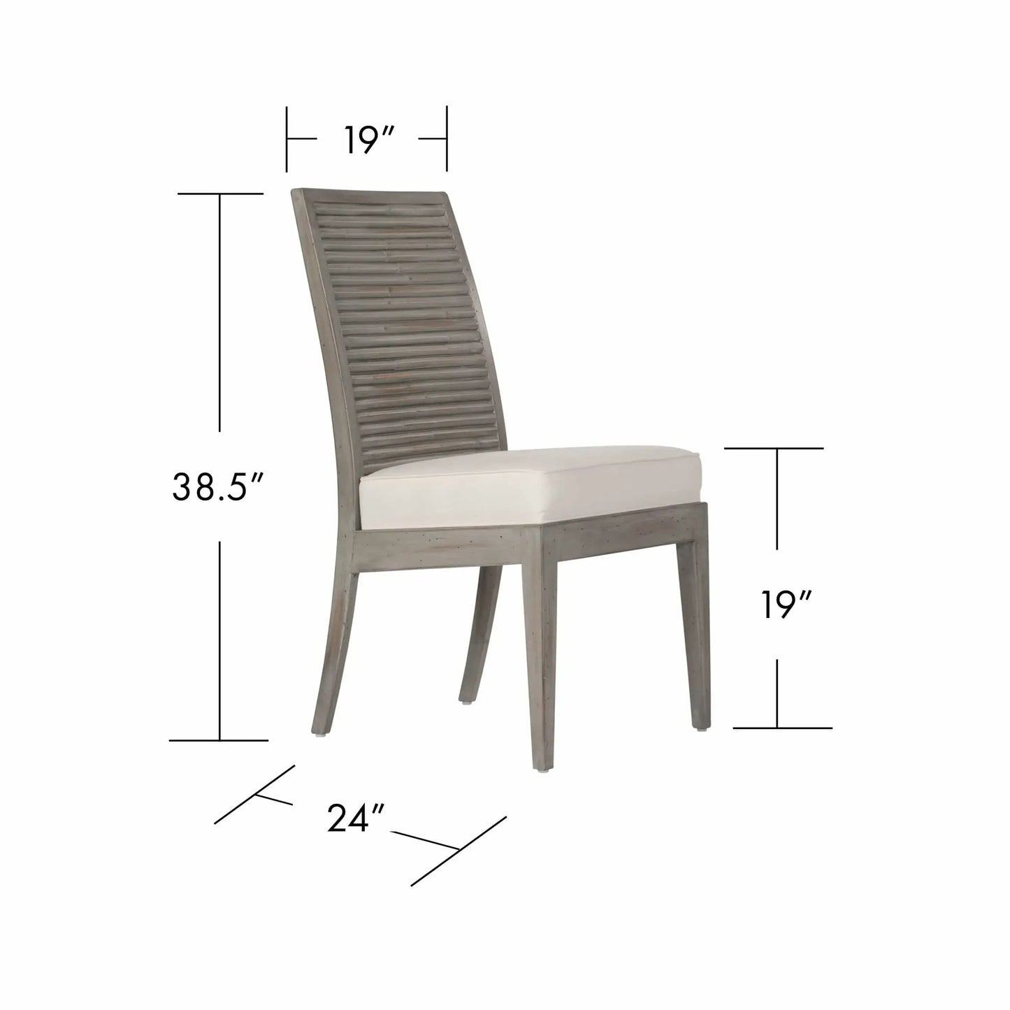 Stacked Bamboo Dining Chair dimensions showcasing width, depth, and height.