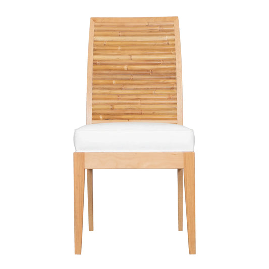 Stacked Bamboo Dining Chair, front view in natural finish, highlighting craftsmanship.