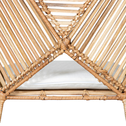 Detailed close-up of the rattan weaving on the Baja Dining Chair by David Francis.