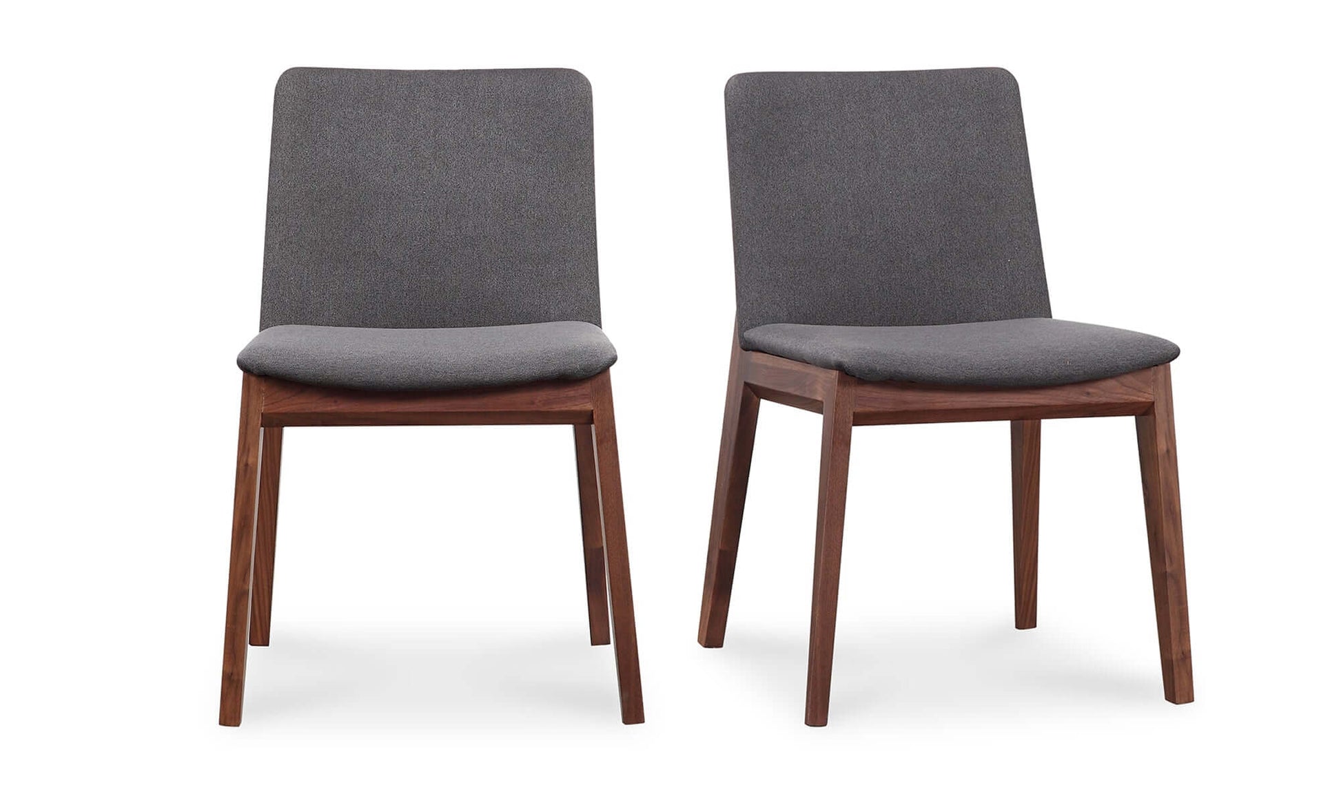 Pair of Deco Walnut Dark Grey Dining Chairs showcasing sleek design