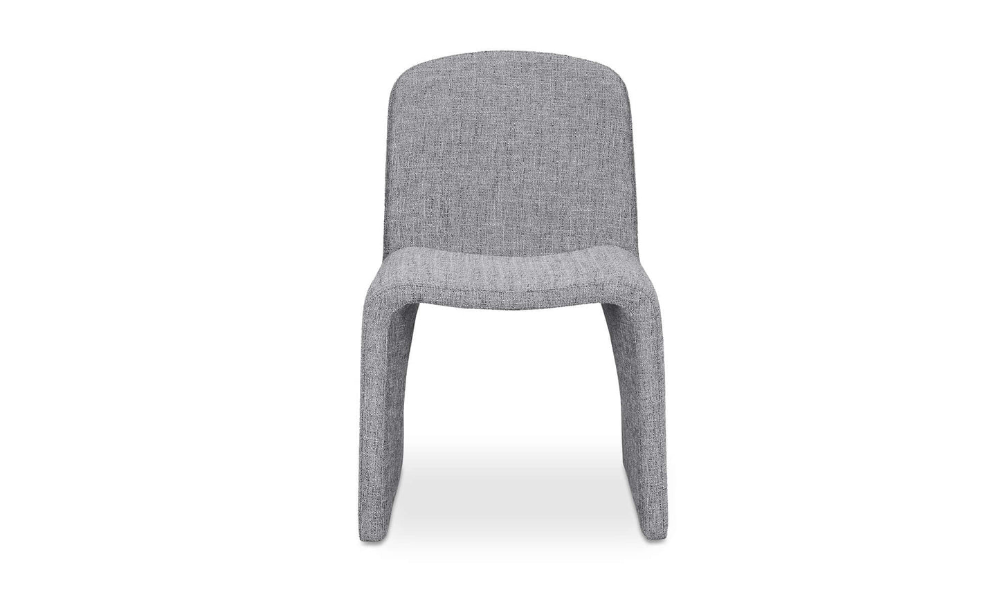 Front view of the Ella Heather Grey Dining Chair showing its ergonomic silhouette.