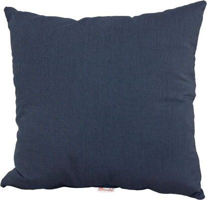 Rich indigo LuxCraft throw pillow in Sunbrella® fabric, designed to add a splash of color to garden or patio furniture.