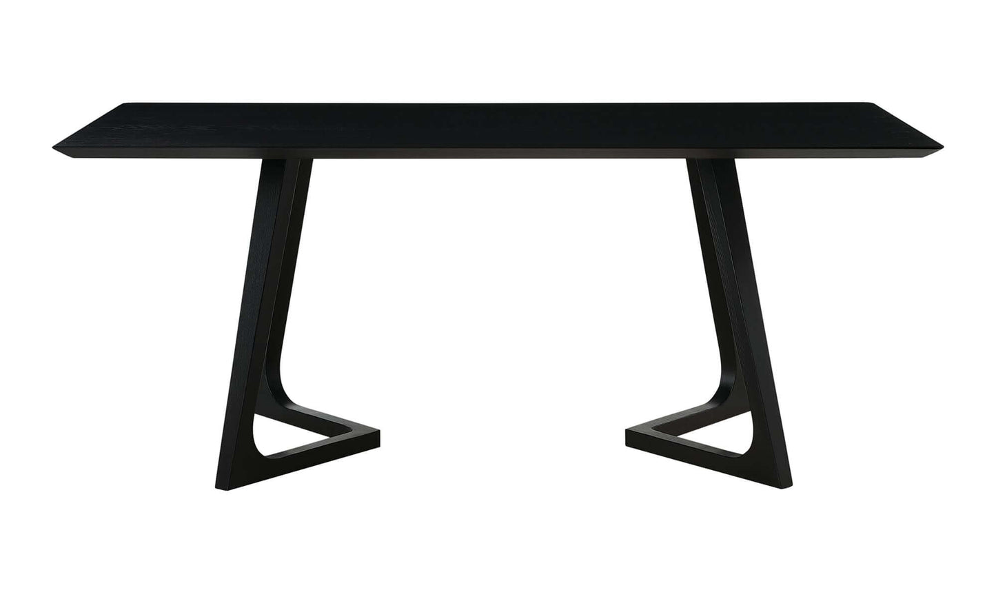 Front view of the Godenza Black Rectangular Dining Table, showing its elegant and modern design.