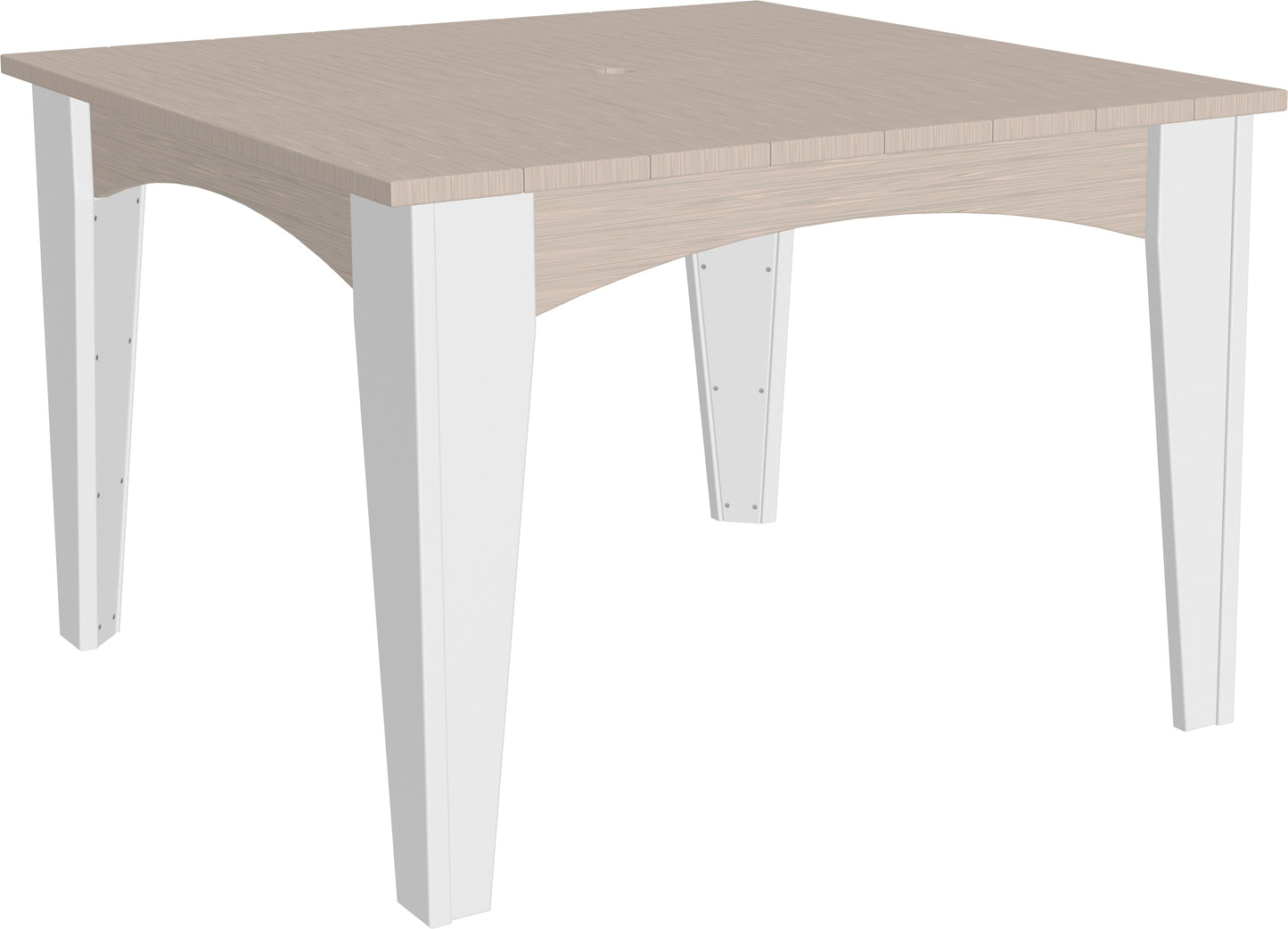 Elegant birch and white dining table, perfect for brightening up outdoor spaces.