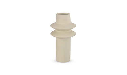 Front view of the Moe's Home Collection Illustrator Large Vase, emphasizing its minimalist, cream white finish.