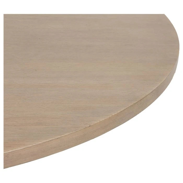  Close-up of the FAIRFIELD CHAIR Everett Dining Table’s edge and finish - contemporary round dining table