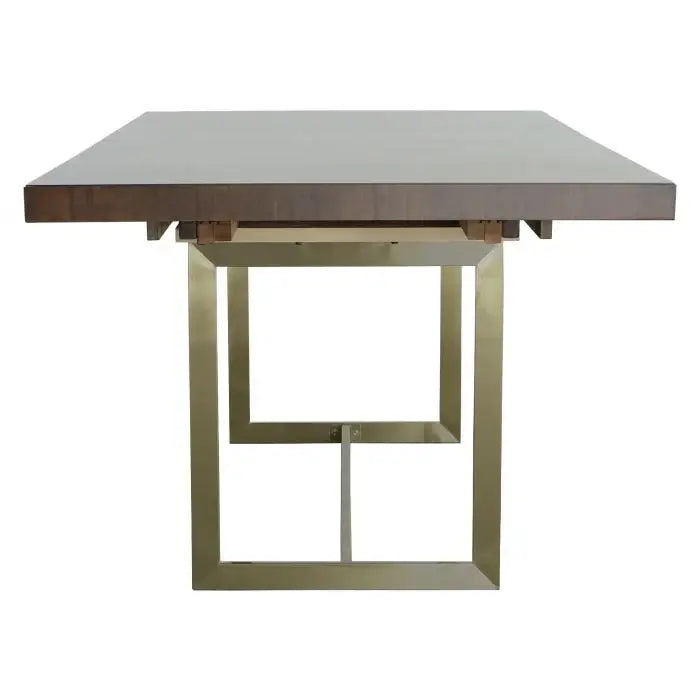 Side view of FAIRFIELD CHAIR Libby Langdon Clement Dining Table with Champagne metal brass finished base.