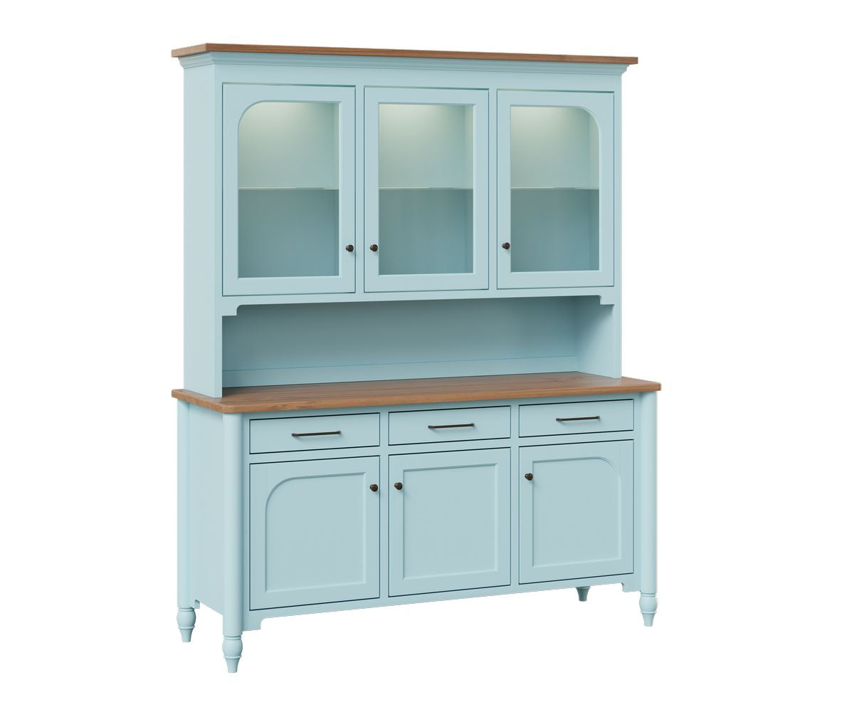 Front view of the Houston Hutch & Buffet, showcasing its blue finish and elegant design.