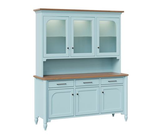 Front view of the Houston Hutch & Buffet, showcasing its blue finish and elegant design.