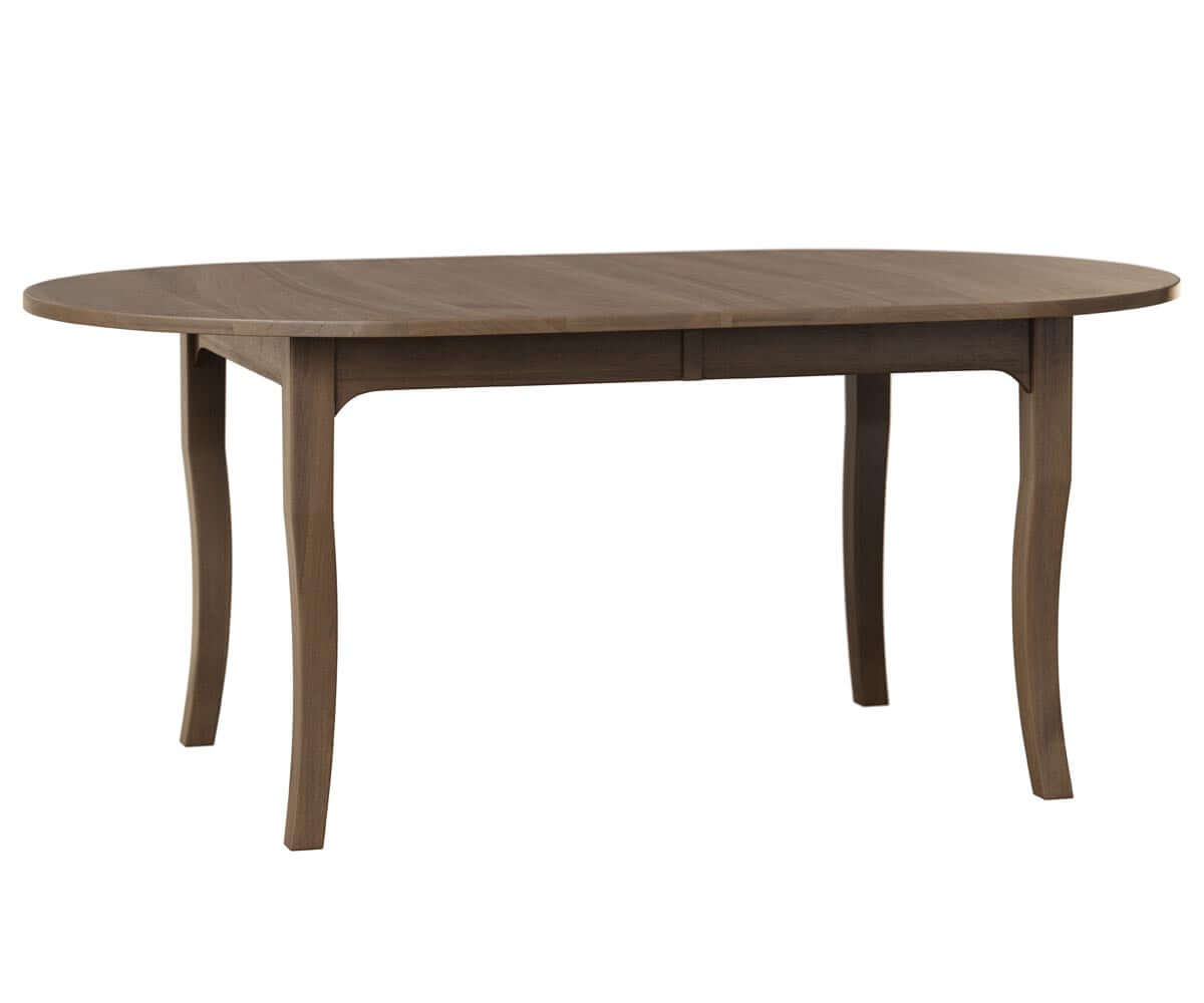 Front view of the Kiona Oval Dining Table showcasing its elegant wood finish and oval shape.