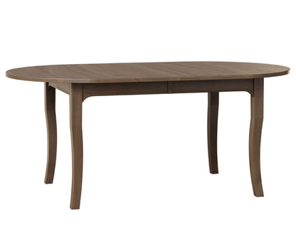 Front view of the Kiona Oval Dining Table showcasing its elegant wood finish and oval shape.