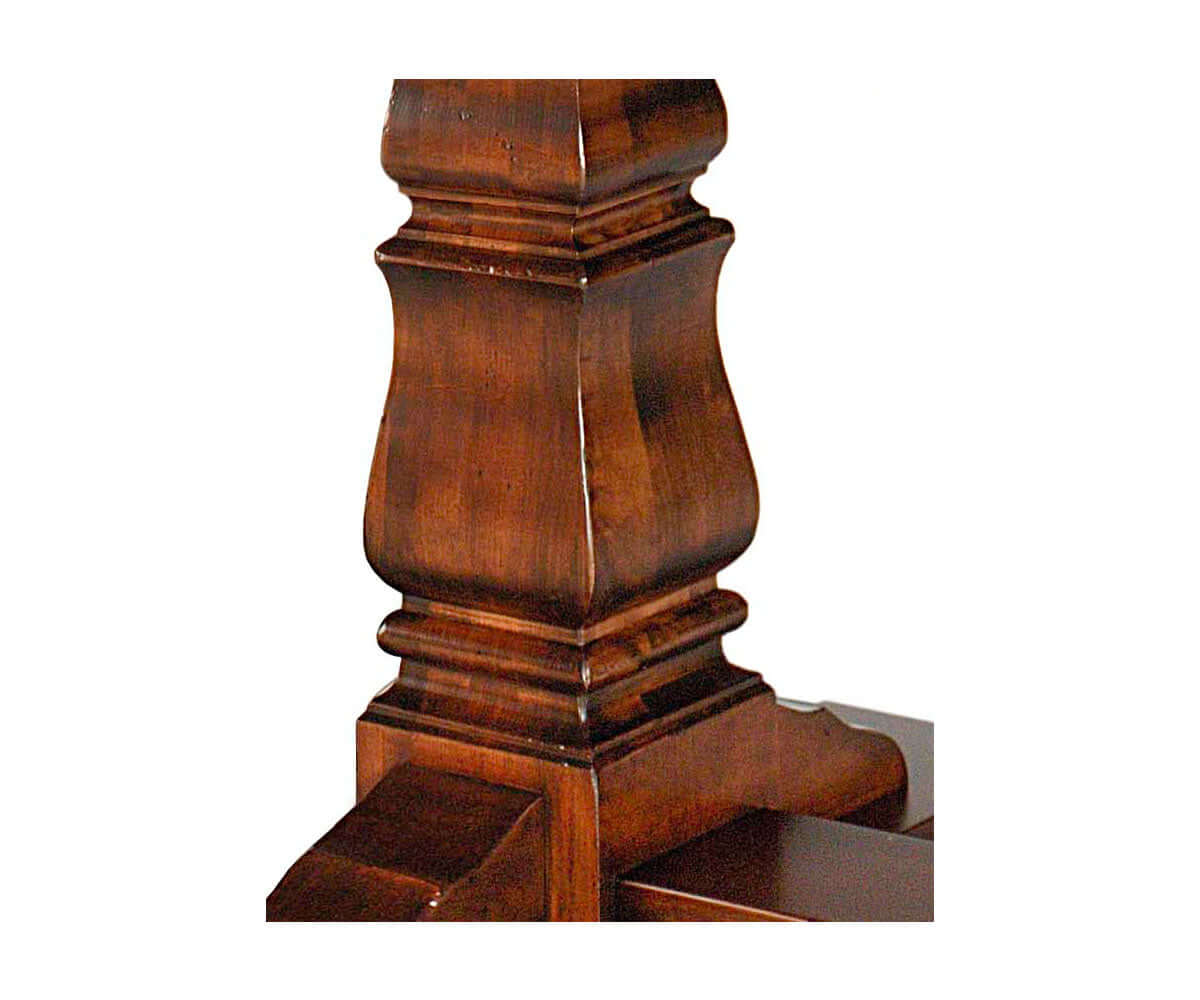 Detailed view of the sturdy trestle base on the Provincial Cottage traditional Extension Table.