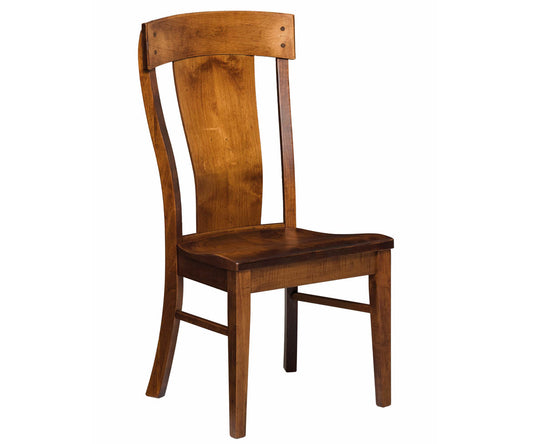 Front view of the Provincial Cottage Dining Chair with a curved backrest and rich stain finish.