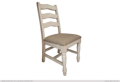 Rock Valley Ladder Back Dining Chair with white finish and upholstered seat