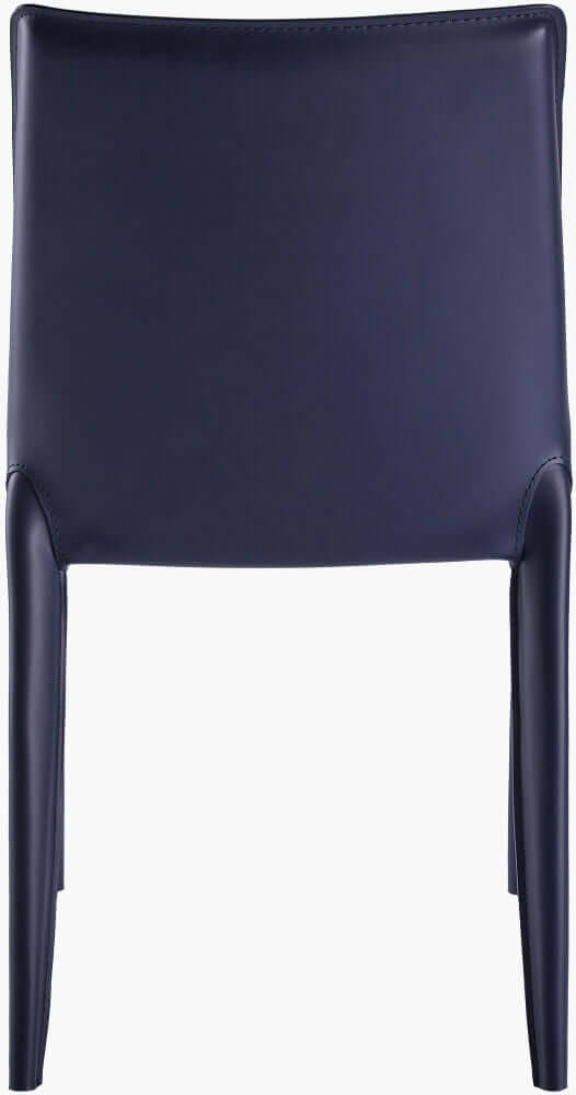 Back view of Hanks Navy Dining Chair - elegant blue leather dining chair by Surya.