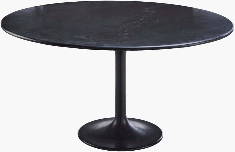 Surya Anatalia Black Dining Table - Front View with Marble Top and Metal Base