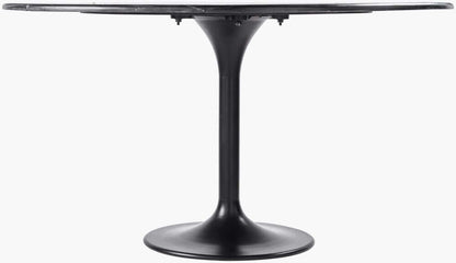 Side View of Surya Anatalia Black Dining Table Showing Sturdy Metal Base