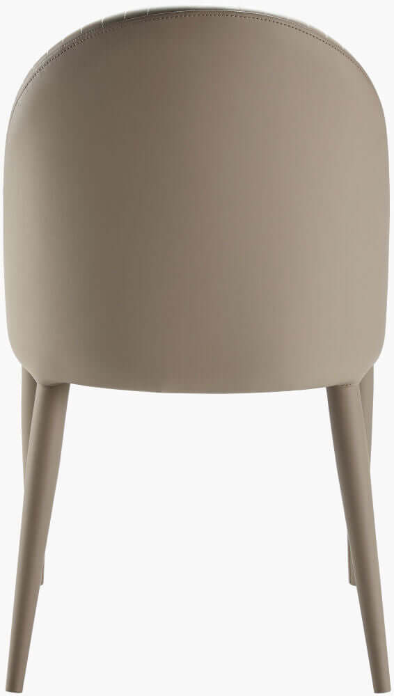 Back view of the Lacey beige leather dining chair by Surya showing the seamless design.