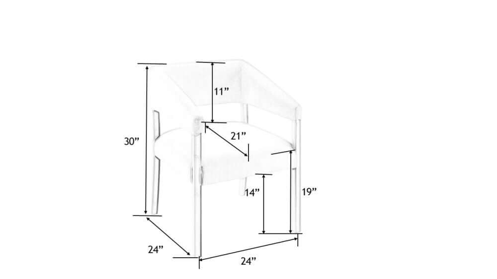 Grace Dining Chair dimensions diagram: 30 inches high, 24 inches wide, 24 inches deep