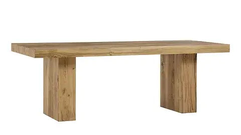 Emilia 87” Dining Table in reclaimed natural French oak, showcasing its robust rectangular design.