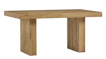 Emilia Dining Table in reclaimed natural French oak, showcasing its rustic wooden design.