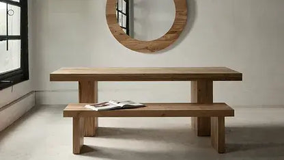 Emilia Small Dining Bench paired with a dining table in a stylish room.