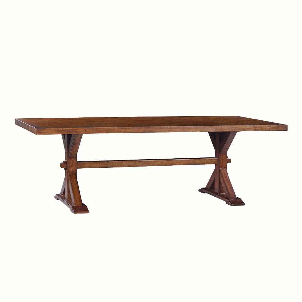 Madison Dining Table - Country finish with smooth top and "K" shaped bases.