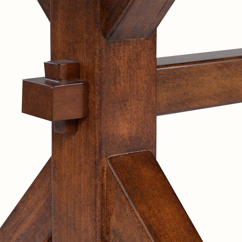 Close-up of trestle base and joint detail on the Madison Dining Table.