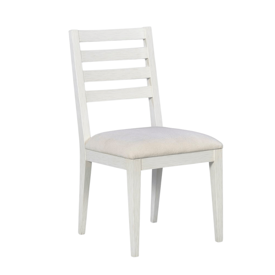 Ribbon I Dining Chair Drift - Drift finish with ribbed back and upholstered seat.